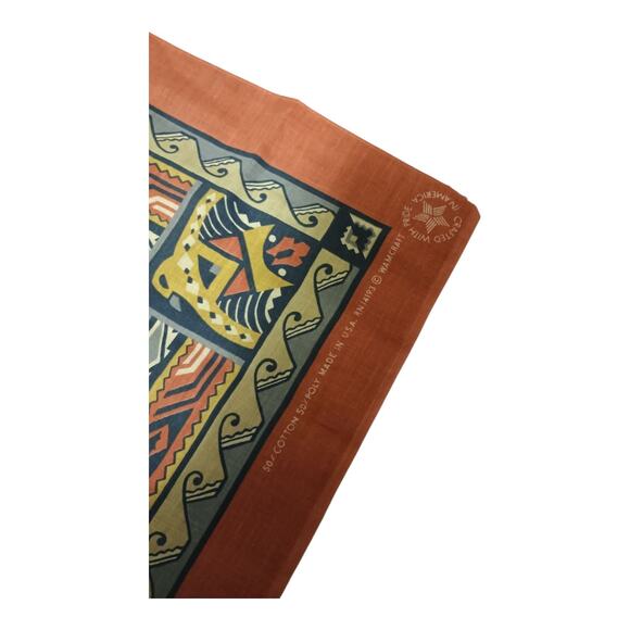 1980s Native American Wamcraft USA Bandana Hankie Scarf Lot 2 Thunderbird READ - Picture 7 of 11